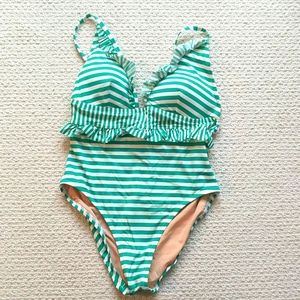 JCrew Women's ruffle plunging one-piece swimsuit